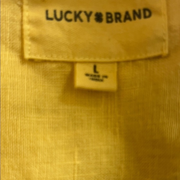 Lucky Brand Men's Casual Yellow Button Down Camp Shirt - Picture 2 of 7